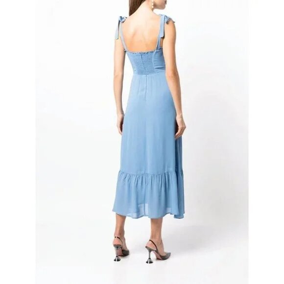 Reformation Nikita Midi Dress in Azure Blue Size 0 - Picture 6 of 11
